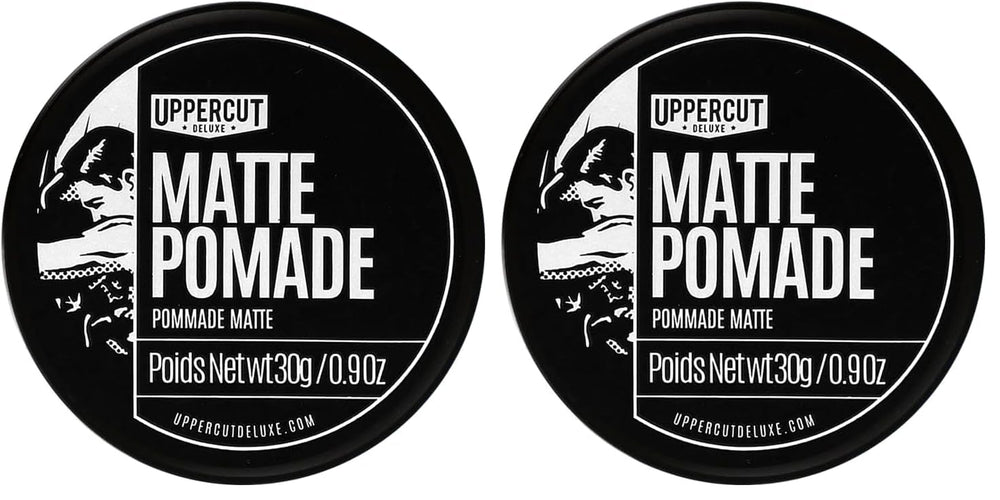Uppercut Deluxe Matte Pomade MIDI tin front view for travel-friendly styling.