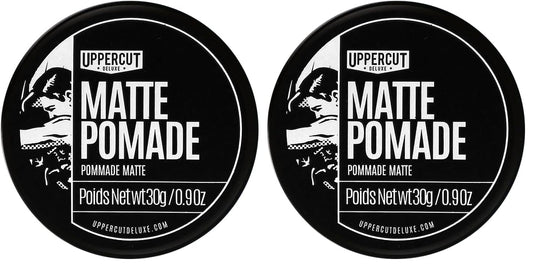 Uppercut Deluxe Matte Pomade MIDI tin front view for travel-friendly styling.