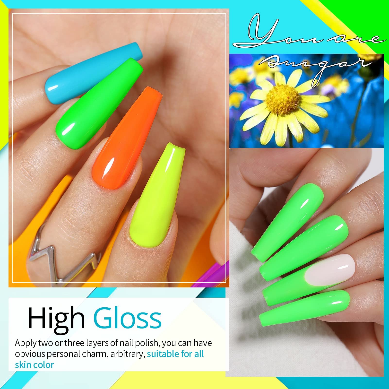 UR SUGAR Neon gel polish gift set image for home manicures.
