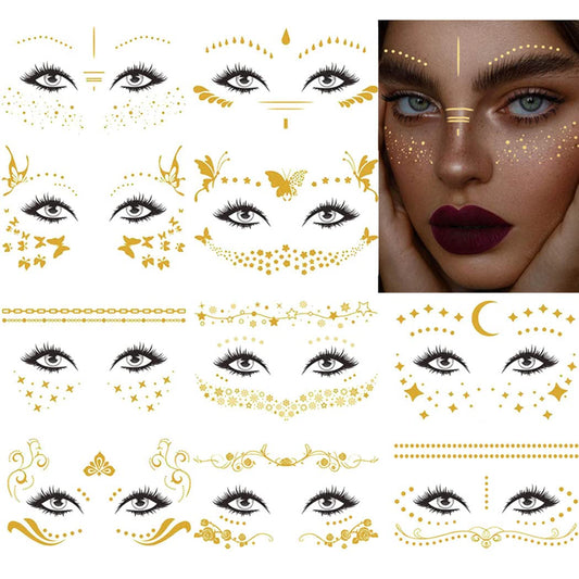 Uranian gold freckles face tattoos set1 on skin for a radiant festival look