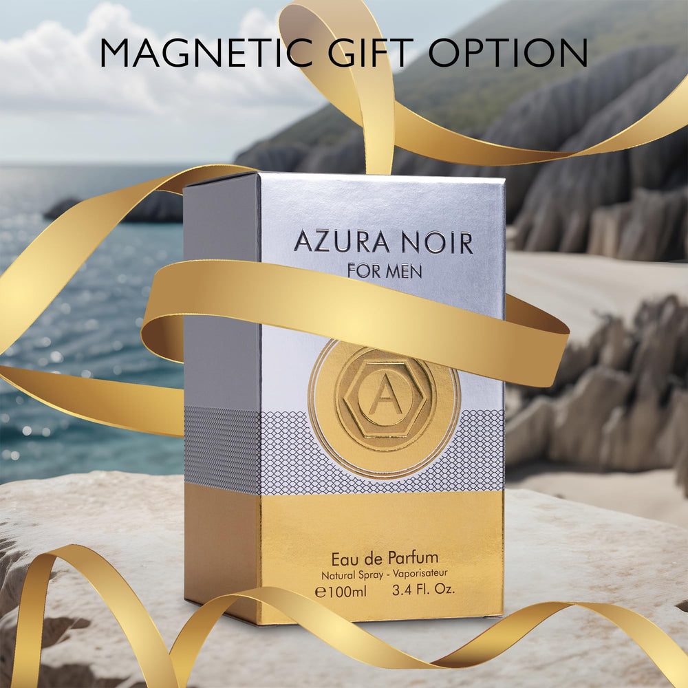 Urban Collection Azura Noir bottle on table with neutral background.