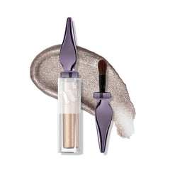 Urban Decay 24/7 Glaze-On in Silver Spooning swatch showing sterling shimmer for the lid