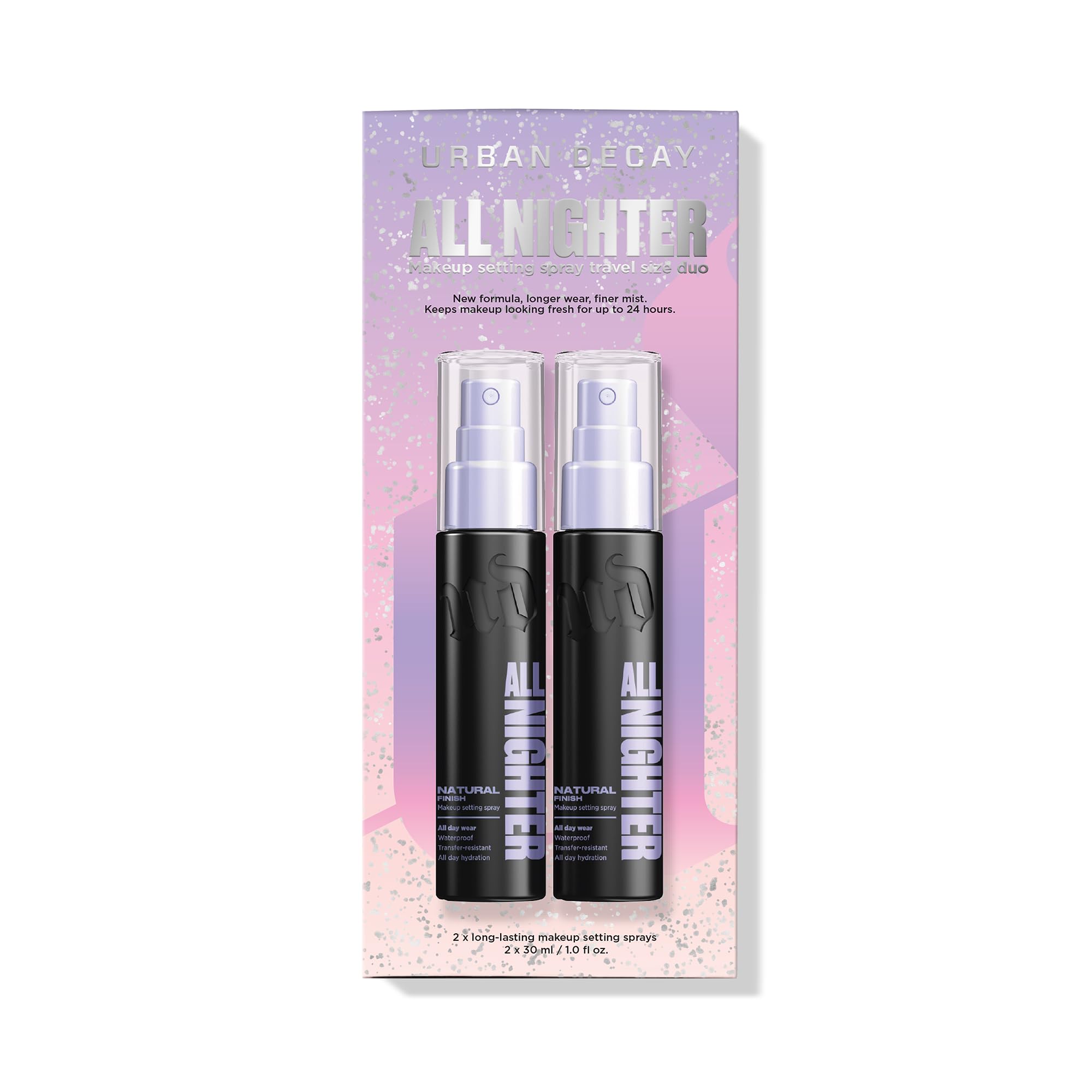 Urban Decay All Nighter travel mini set packaging for on-the-go use