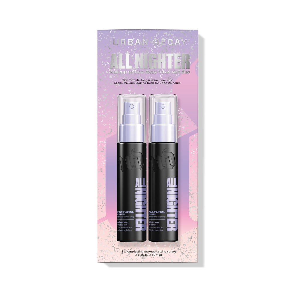 Urban Decay All Nighter travel mini set packaging for on-the-go use