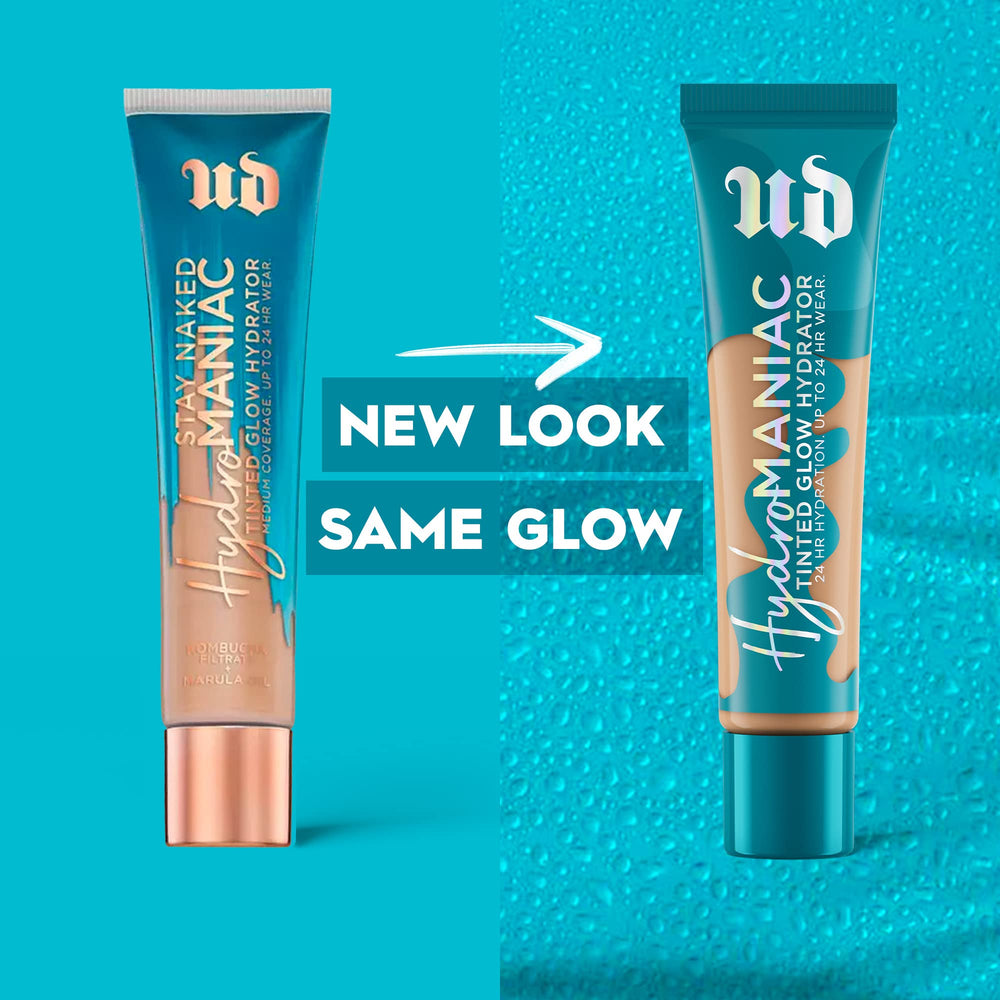 Urban Decay Hydromaniac packaging display emphasizes cruelty-free branding.