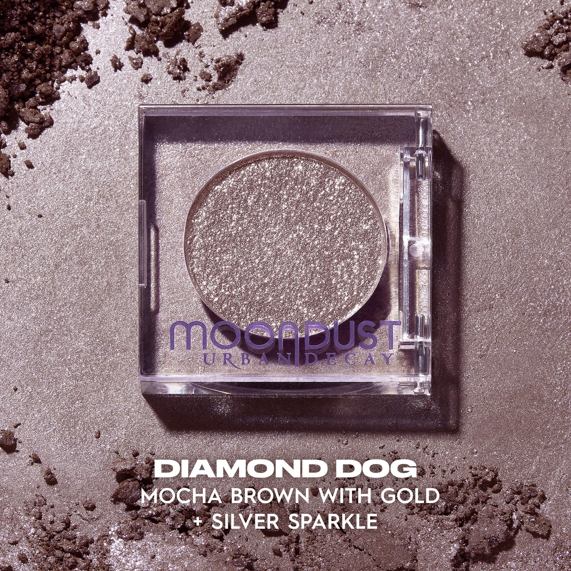 Urban Decay Moondust brown-gold sparkle detail highlighting refined micro-glitter shine.