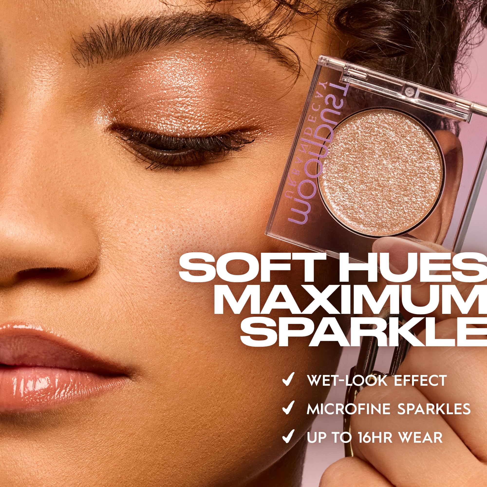 Urban Decay Moondust micro-fine glitter close-up for soft, chunky-free shimmer.