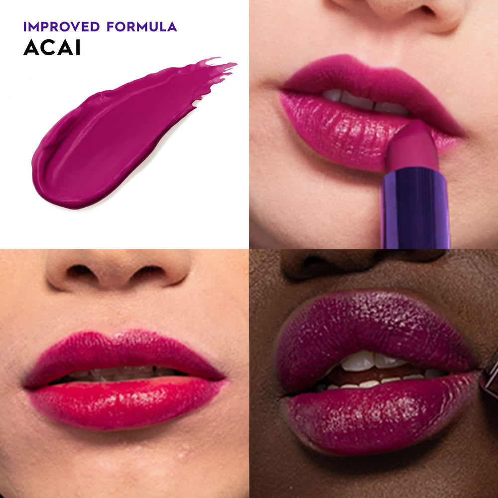 Urban Decay Vice Hydrating Lipstick Acai angled application for precise lip lining.