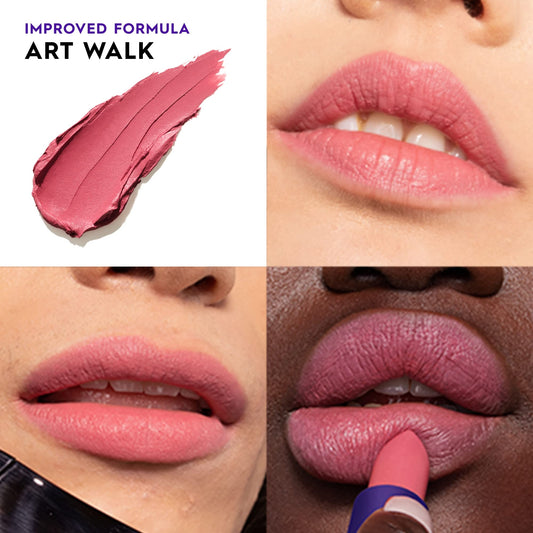 Urban Decay Vice Hydrating Lipstick Art Walk swatch in medium rose pink.