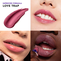 Urban Decay Vice Hydrating Lipstick Love Trap swatch shows rich, buildable plum shade