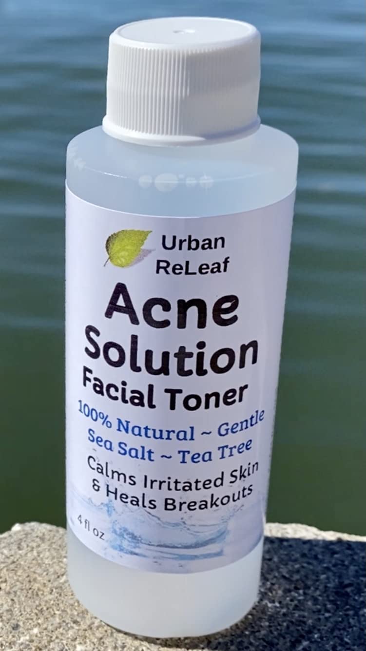 Urban ReLeaf Acne Solution Toner applied to face during routine for calm skin