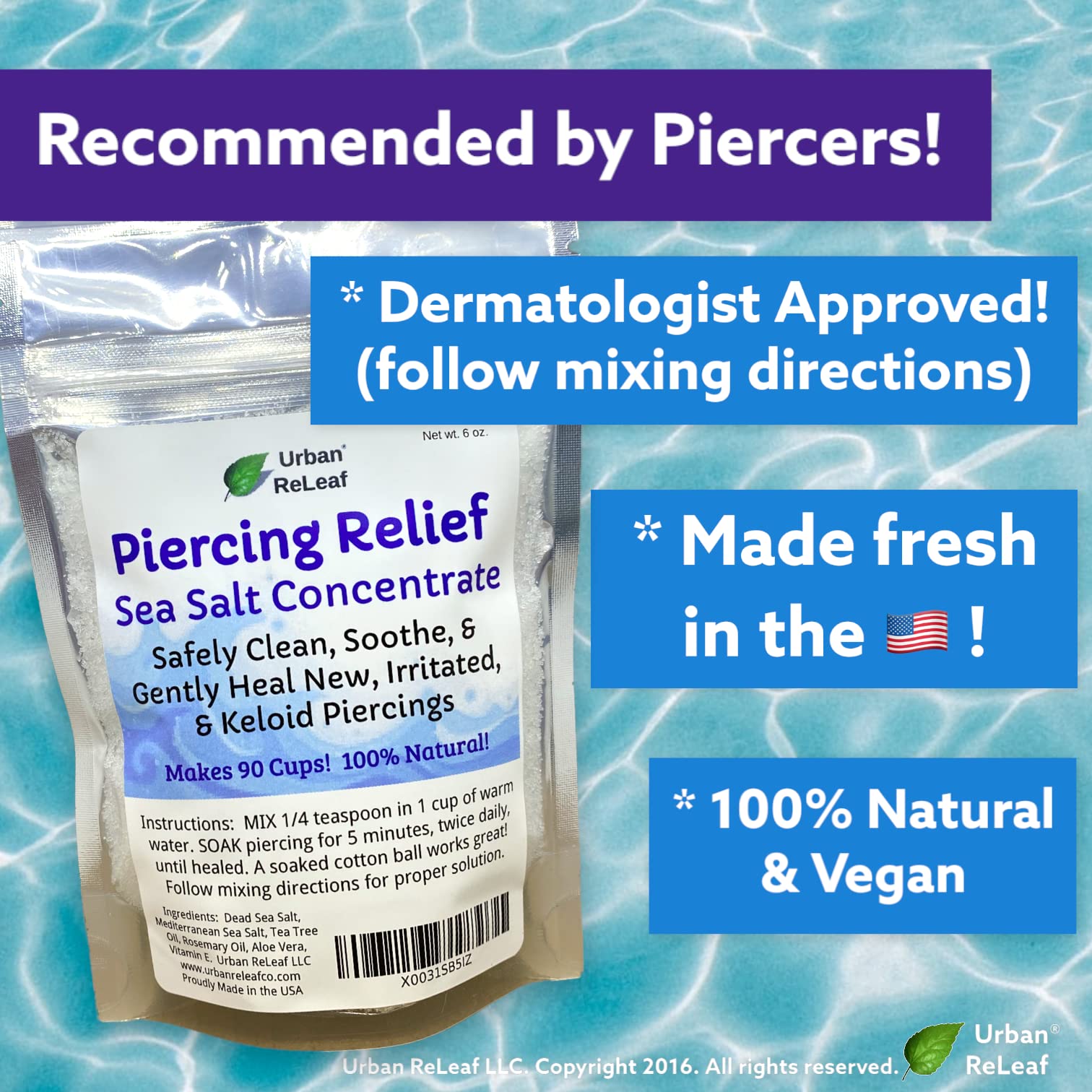 Urban ReLeaf Aloe Vera and Vitamin E moisturize and nourish pierced skin.