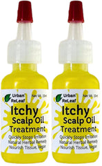 Urban ReLeaf Itchy Scalp Oil Treatment bottle showing a natural scalp-soothing oil.