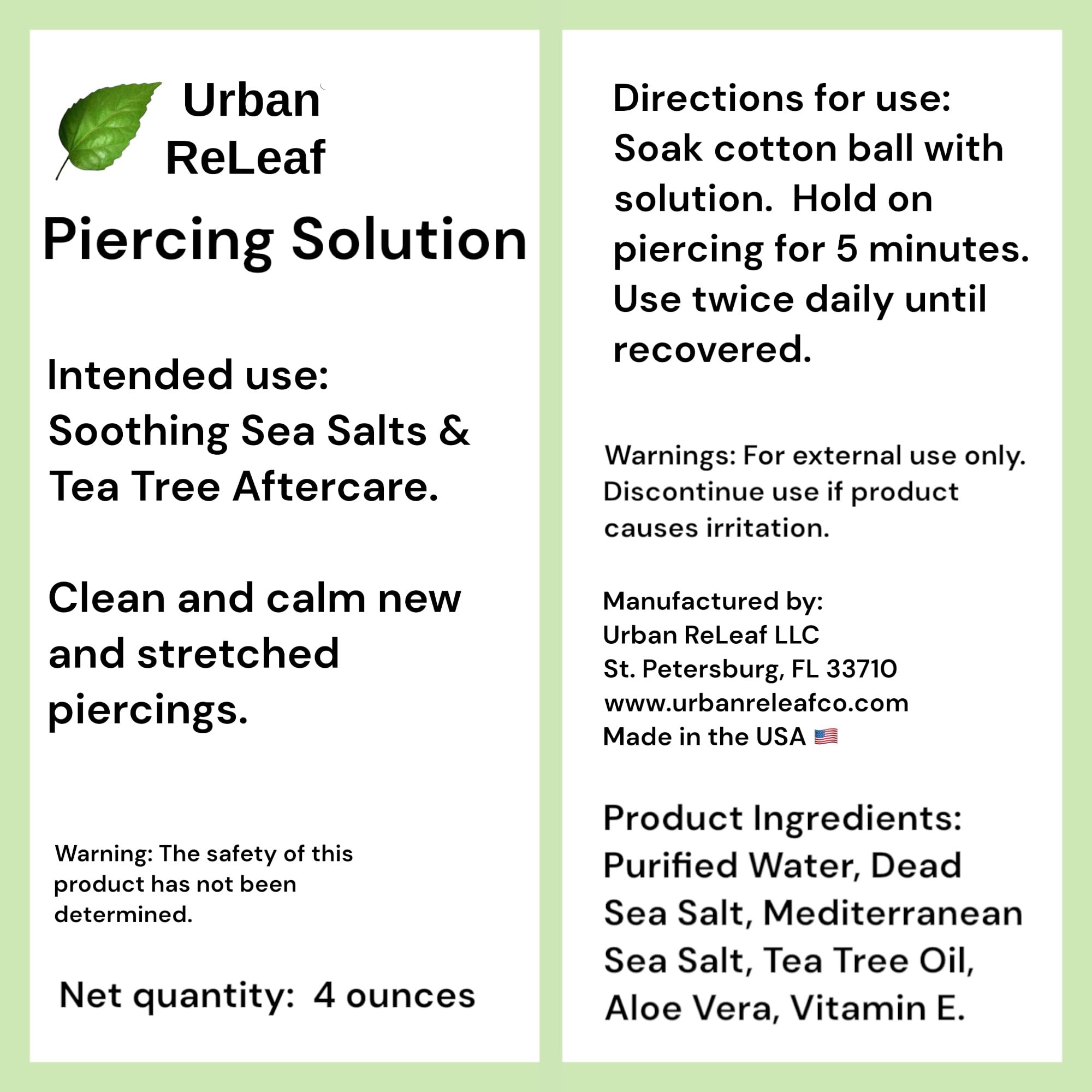 Urban ReLeaf made in USA label indicating fresh production