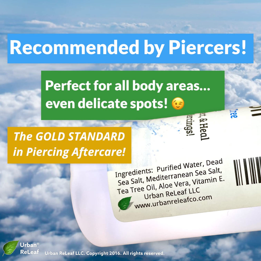 Urban ReLeaf piercing aftercare routine illustration for new piercings