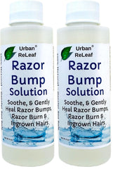 Urban ReLeaf Razor Bump Solution bottle displaying mineral sea salt blend for soothing shaved skin