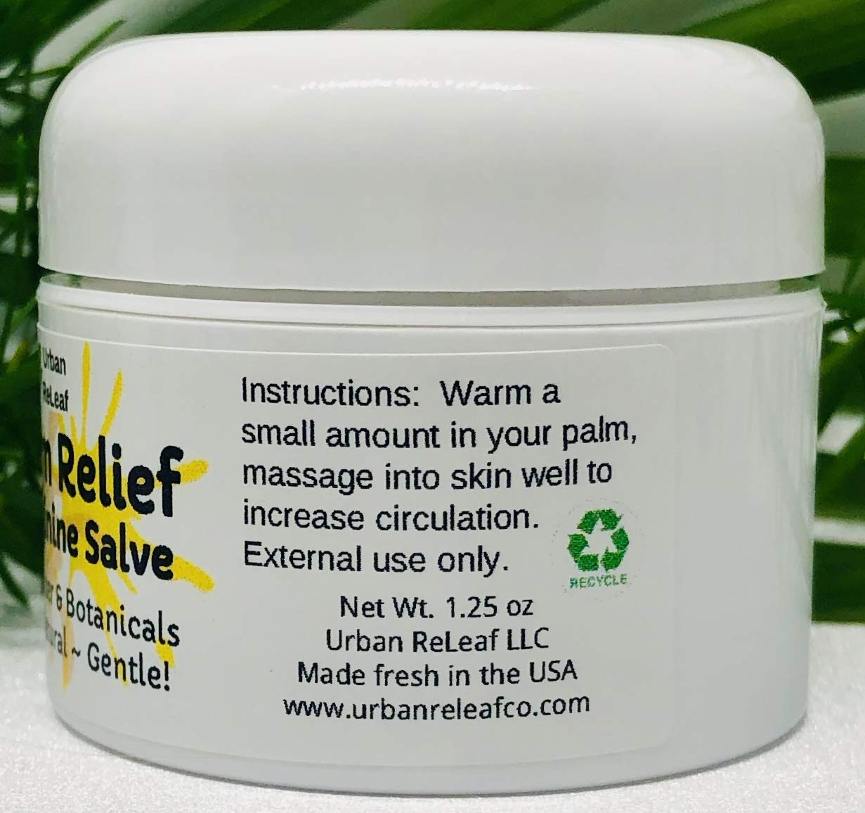 Urban ReLeaf Warm Relief Salve application scene in use.