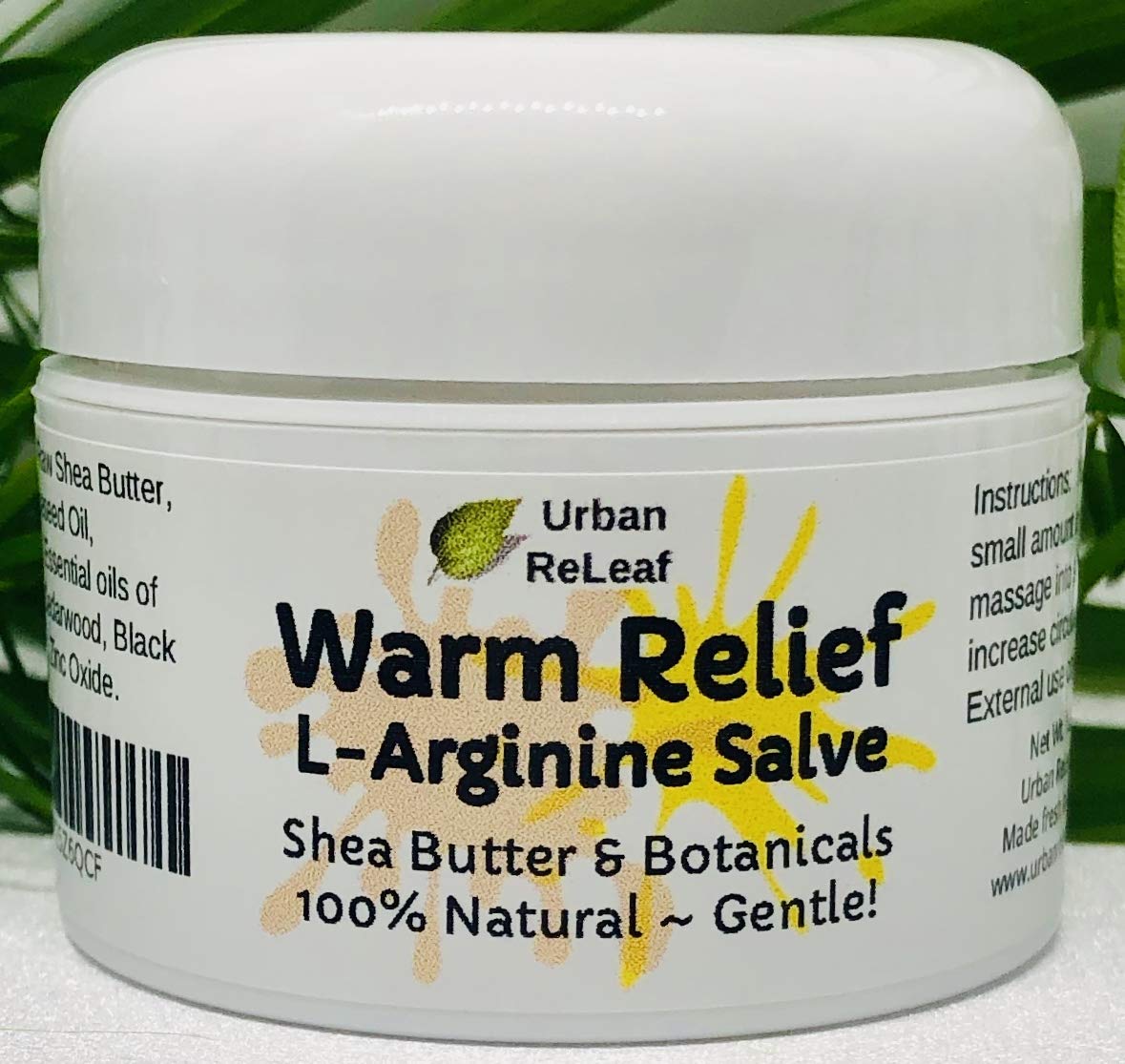 Urban ReLeaf Warm Relief Salve bottle, natural formula and USA-made quality.