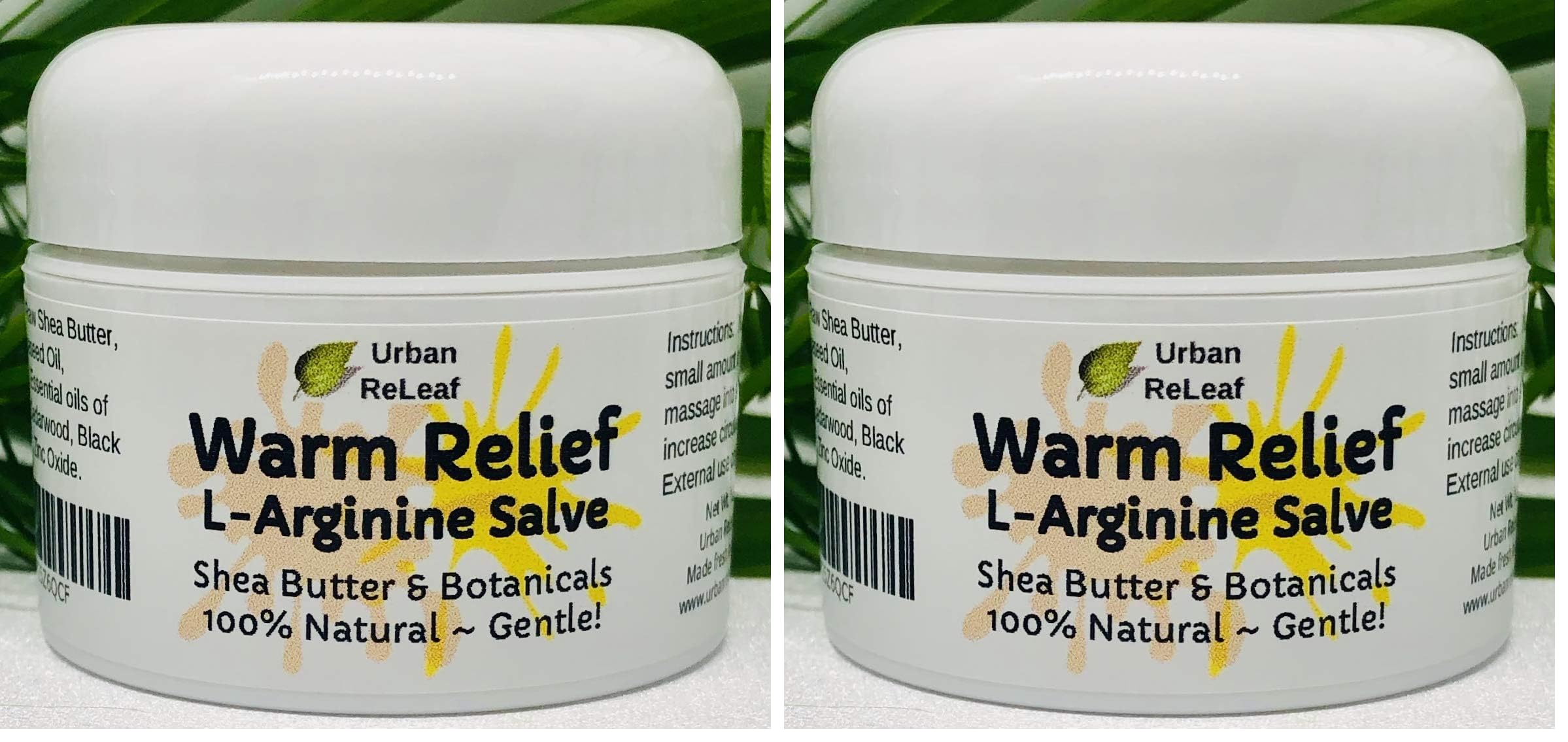 Urban ReLeaf Warm Relief Salve packaging highlighting natural ingredients for daily care