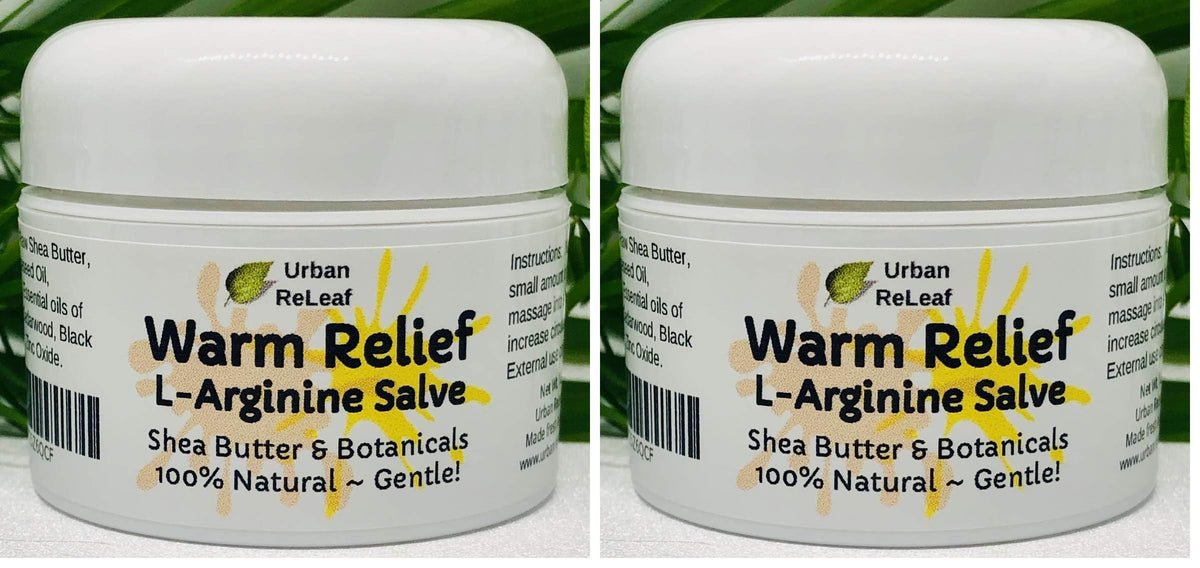 Urban ReLeaf Warm Relief Salve packaging highlighting natural ingredients for daily care
