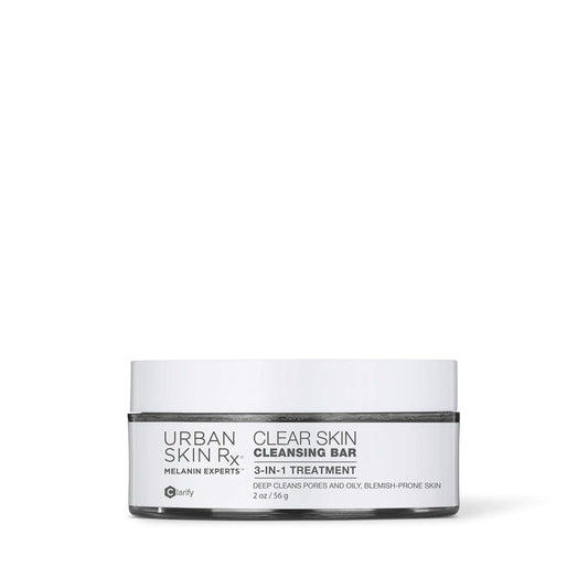 Urban Skin Rx Clear Skin 3-in-1 bar pour action highlights oil control and smooth lather.