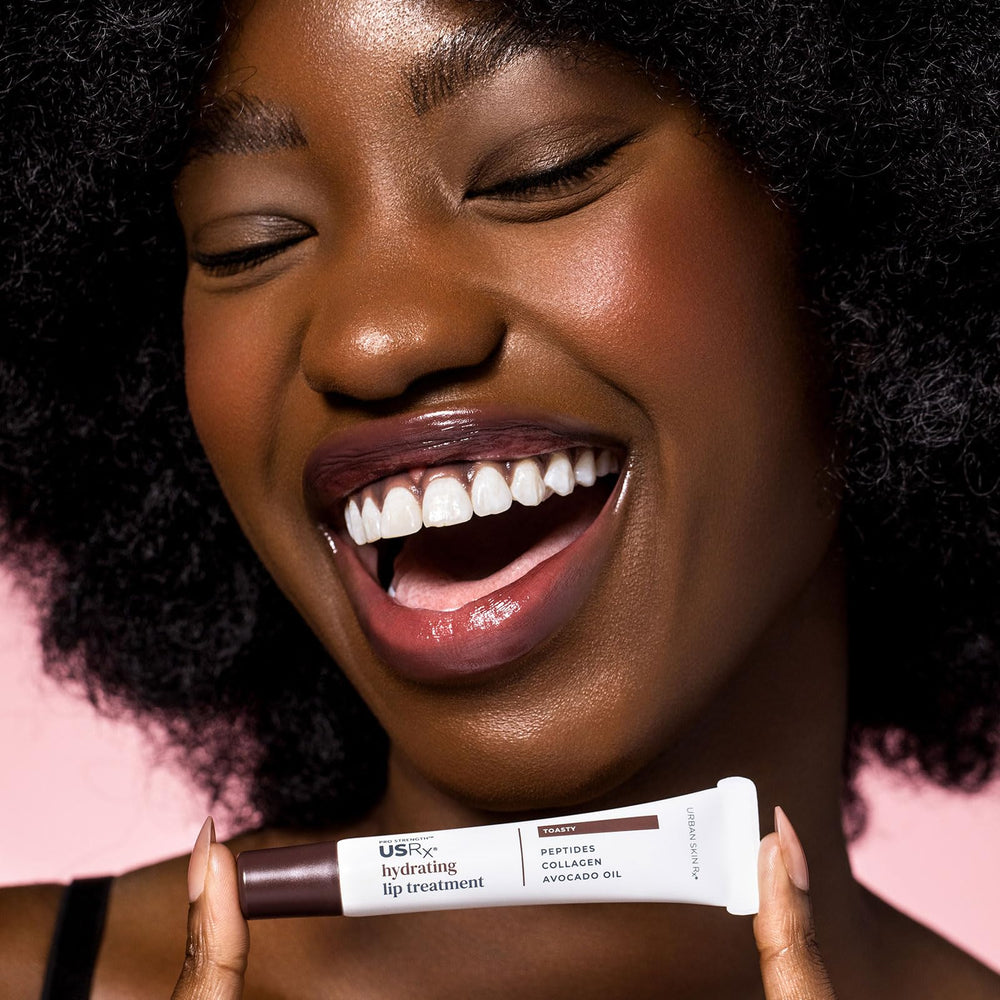 Urban Skin Rx lip treatment swatch reveals hydrated lips and subtle shine
