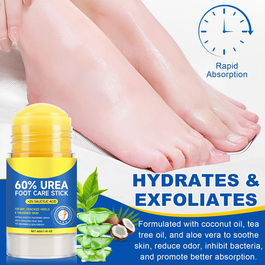 Urea 60% Cream Stick twist-application demonstrates mess-free, precise use on dry hands