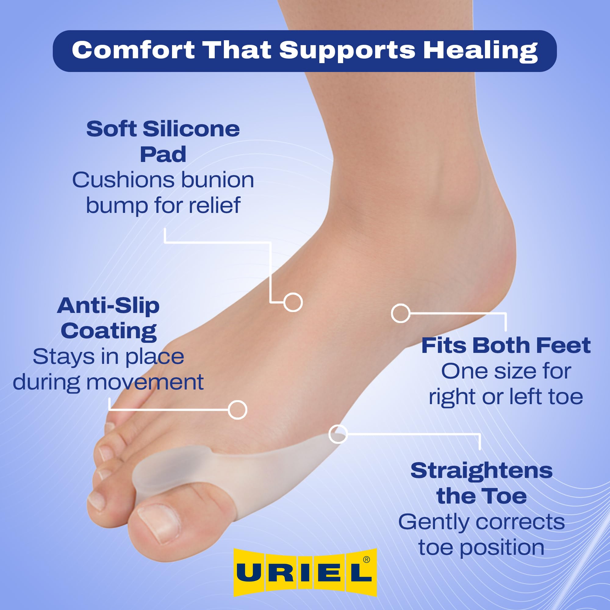 URIEL toe spacers are washable and reusable for long-term value.