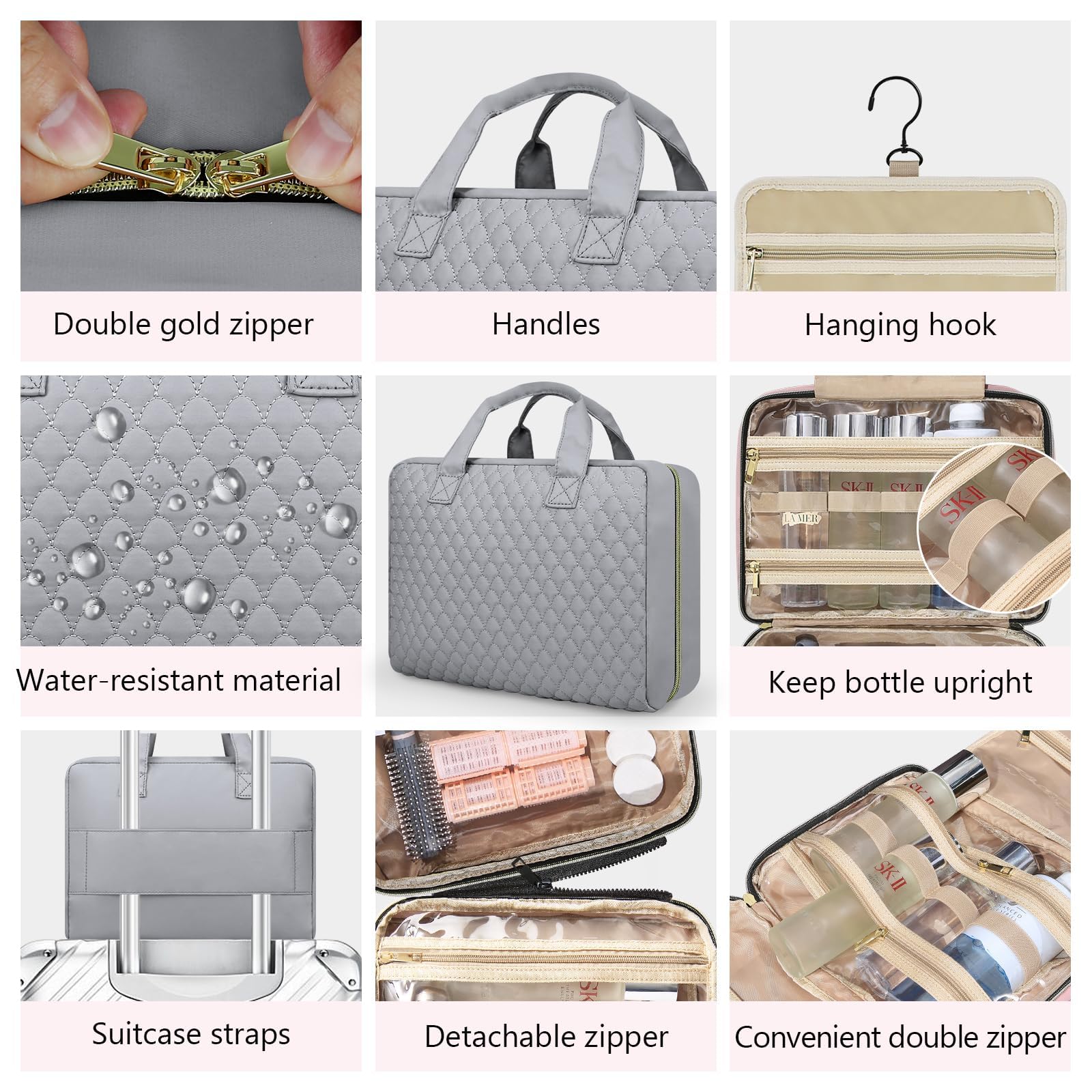 Urophylla bag with suitcase strap secures to luggage during travel.