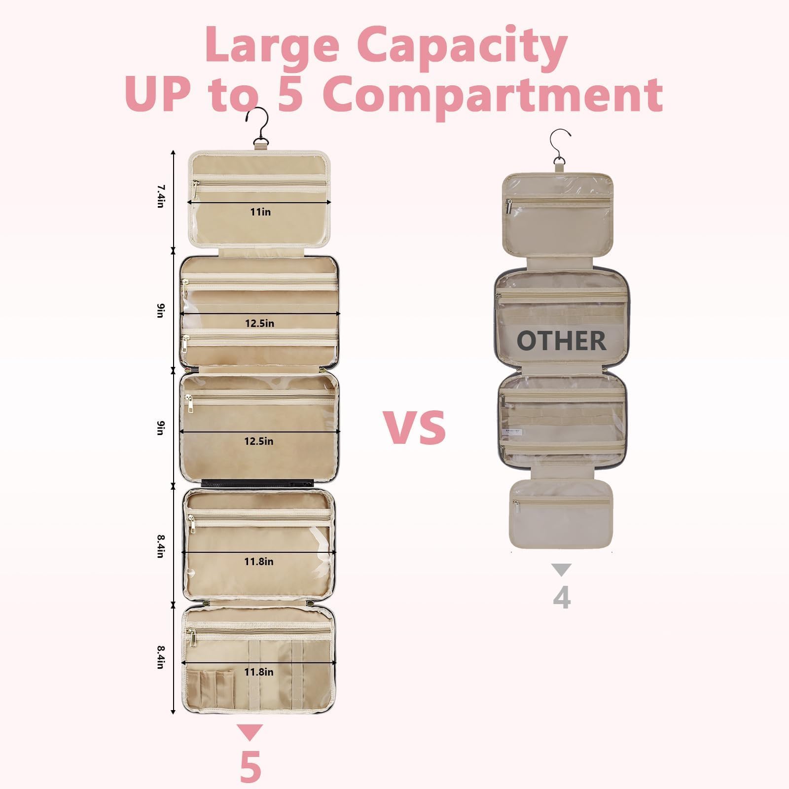 Interior compartments of Urophylla bag organize toiletries