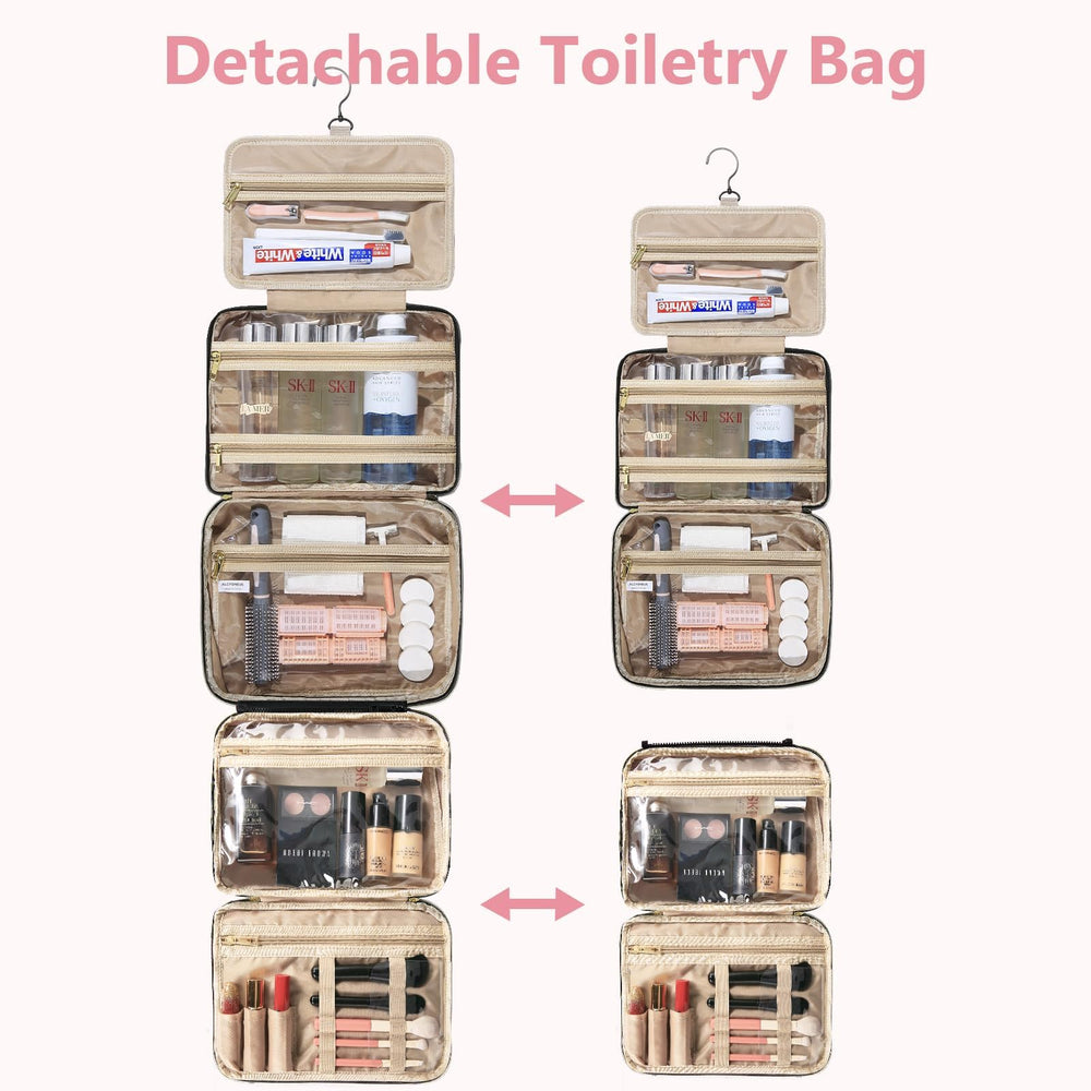 Urophylla hanging makeup cosmetic bag shown in bathroom setup.