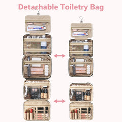 Urophylla hanging makeup cosmetic bag shown in bathroom setup.