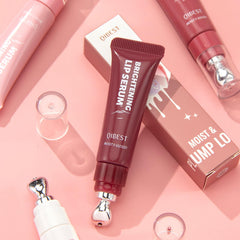 URQT Brightening Lip Serum Glossy Finish on lips with glass-like shine