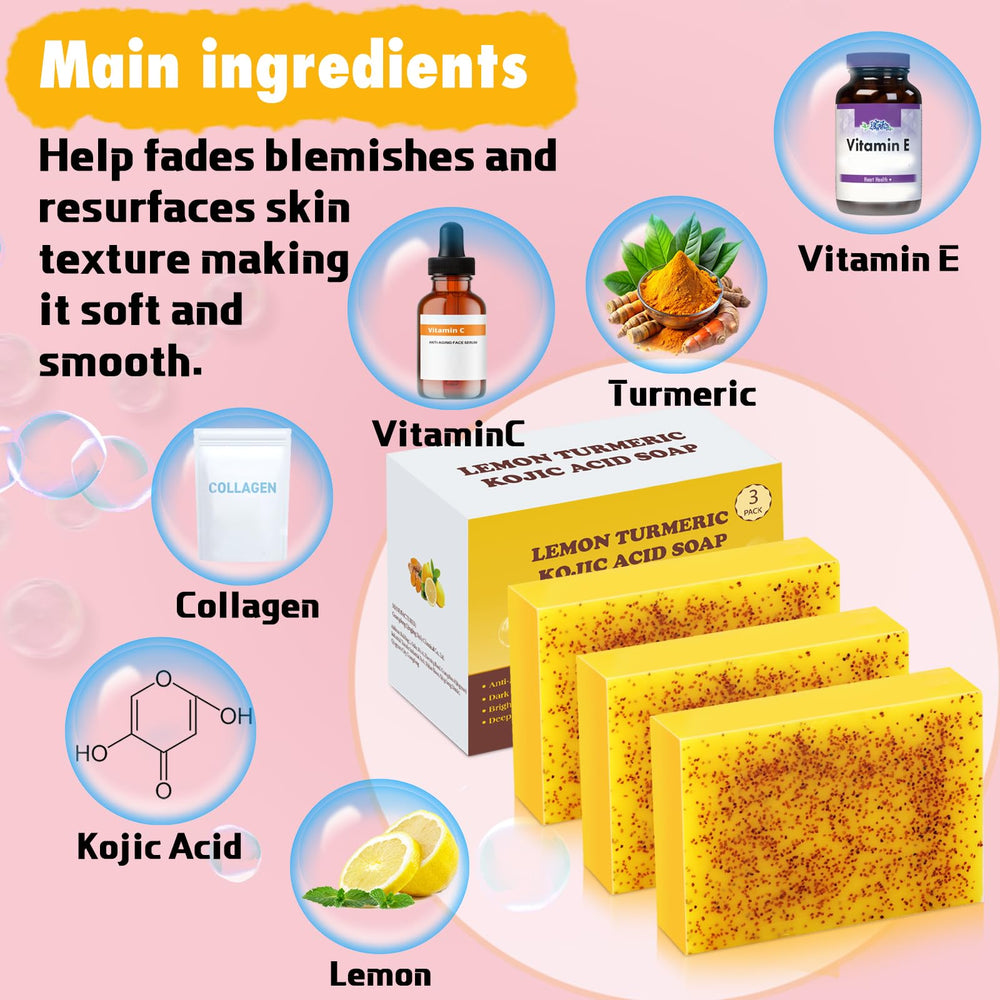 Close-up reveals turmeric texture and natural color of the soap