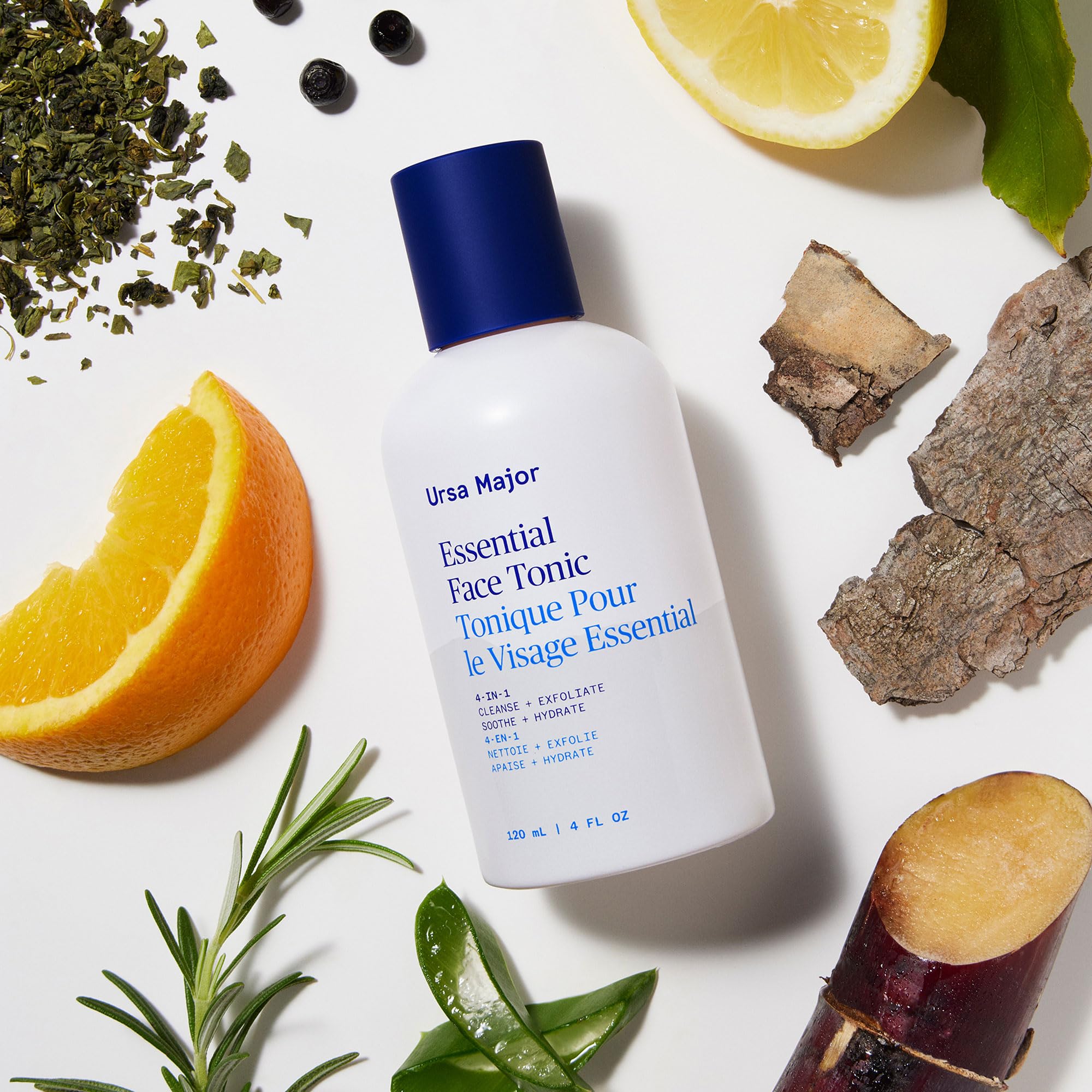Ursa Major Essential Face Tonic label detail highlighting vegan and cruelty-free claims