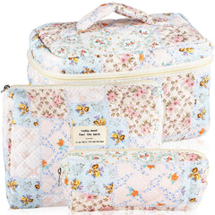 URSKYTOUS large quilted makeup bag for daily cosmetics.