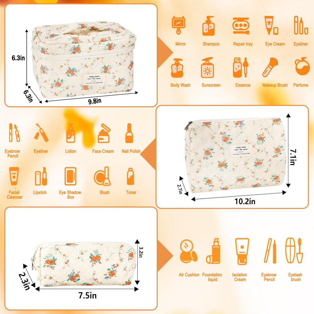 URSKYTOUS cotton makeup bag large capacity for skincare and cosmetics on the go.
