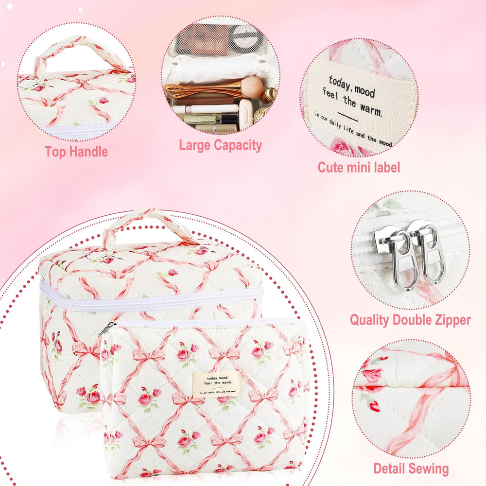 URSKYTOUS cotton makeup bag travel organizer with large capacity