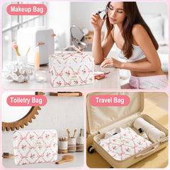 URSKYTOUS floral cosmetic bag with smooth zipper for cosmetics