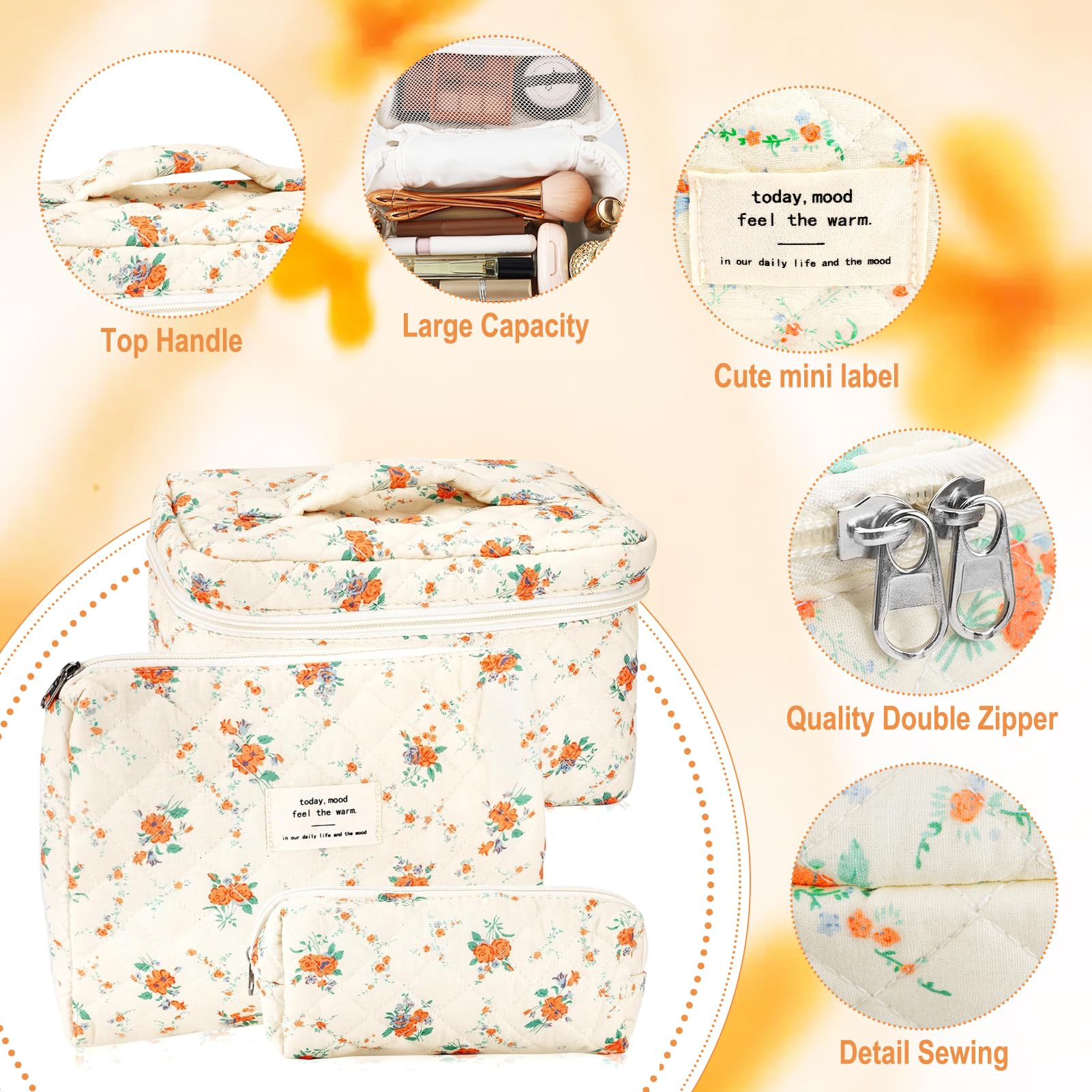URSKYTOUS quilted makeup bag small coquette style for brushes and daily essentials.
