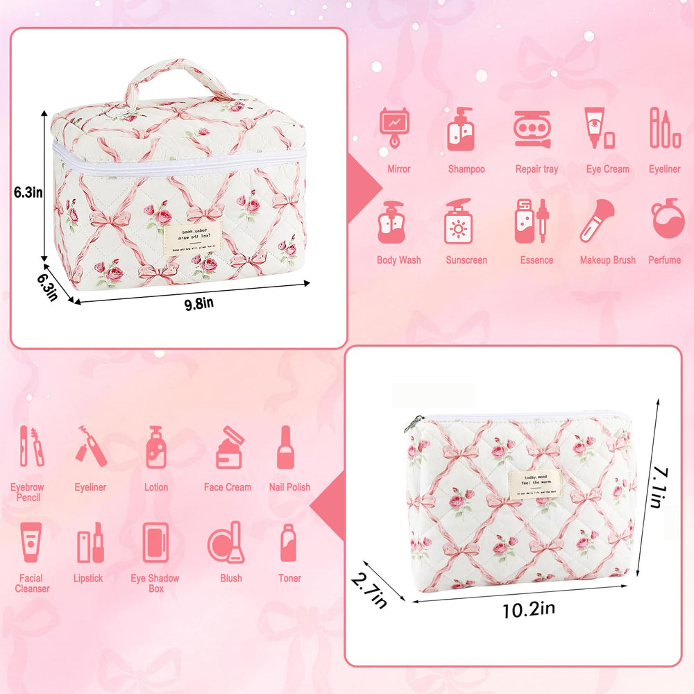URSKYTOUS small quilted makeup bag pink coquette for brushes