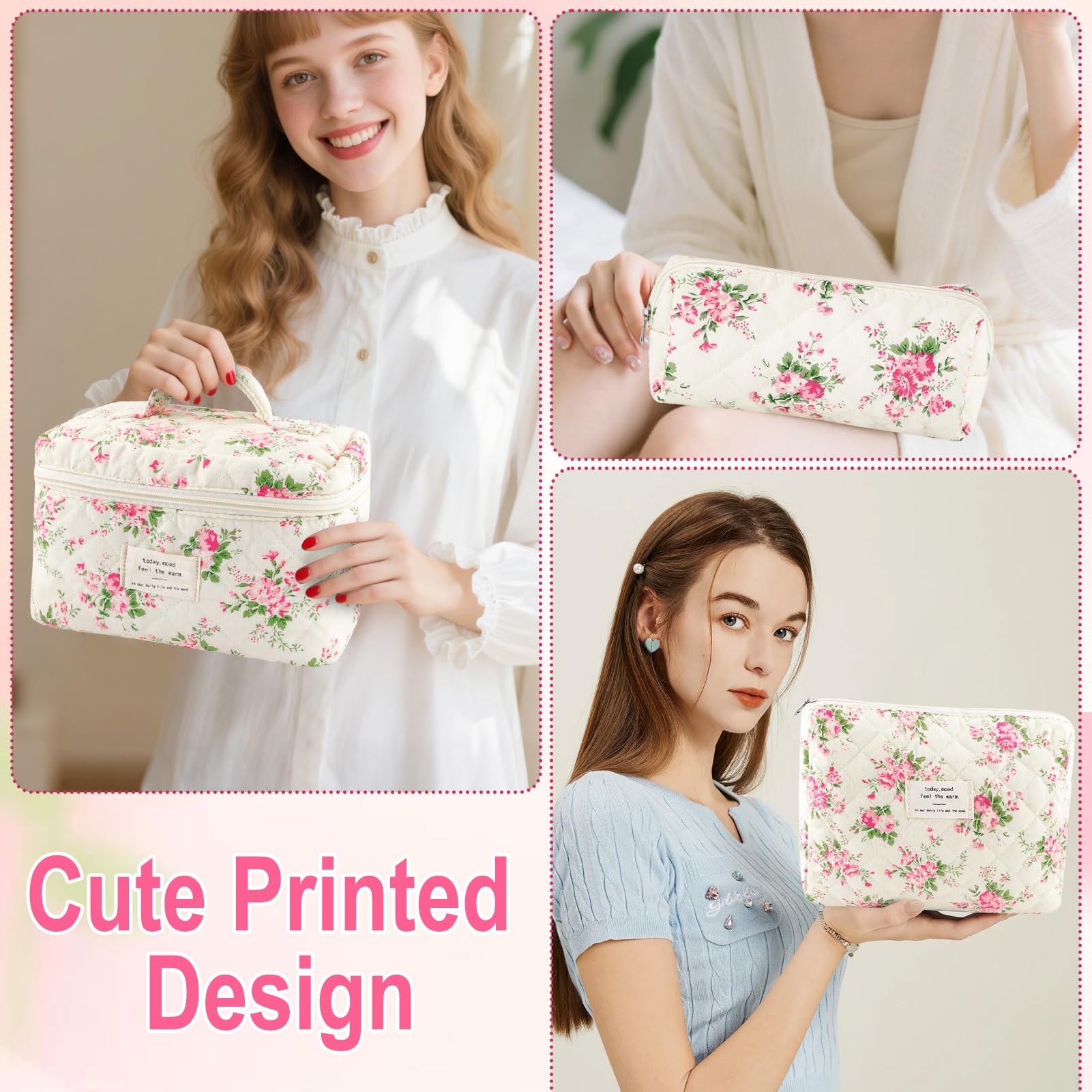 URSKYTOUS floral pattern with durable zipper pull, keeps contents organized.