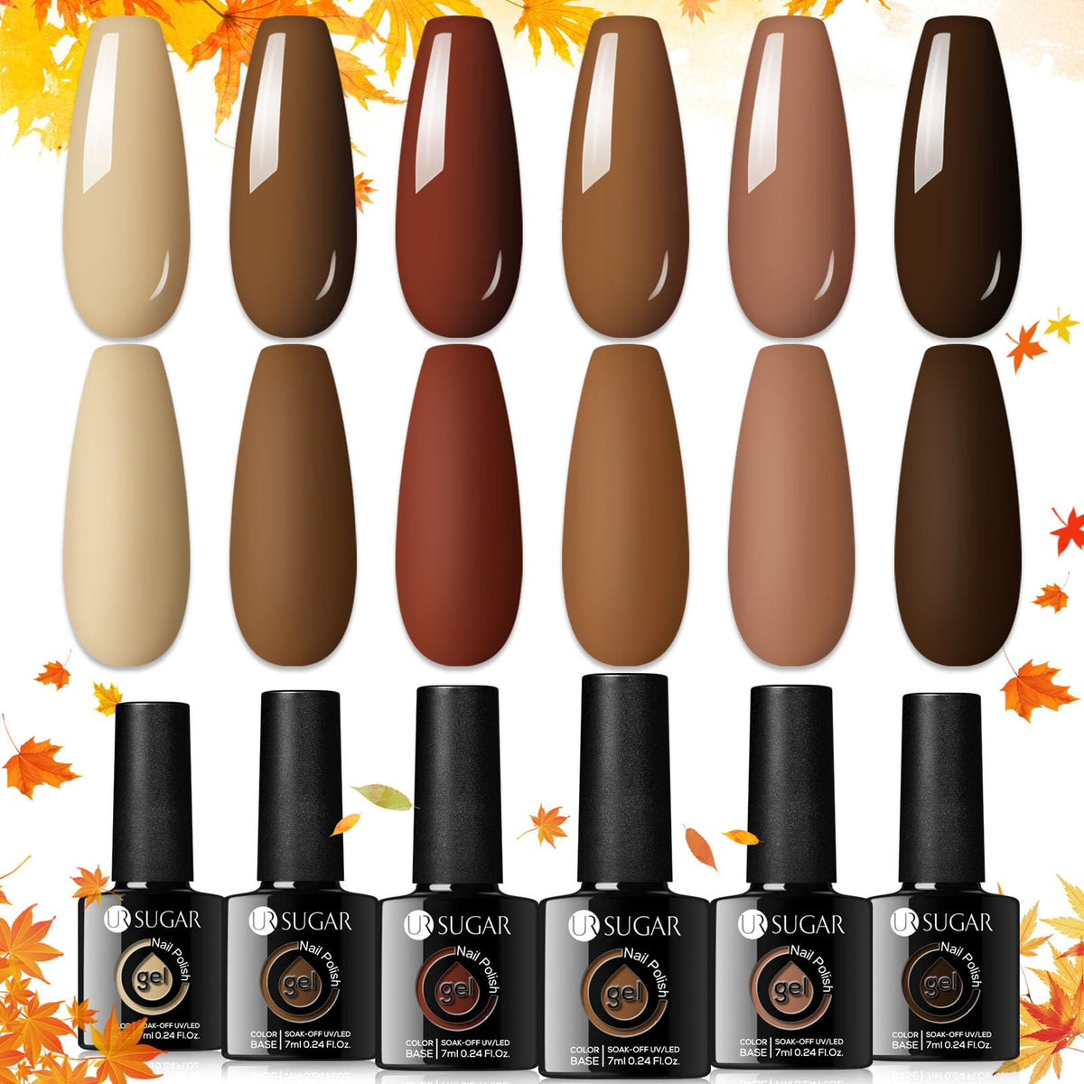 UR SUGAR Brown Gel Nail Polish Set in gift box for easy holiday gifting.