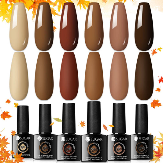 UR SUGAR Brown Gel Nail Polish Set in gift box for easy holiday gifting.