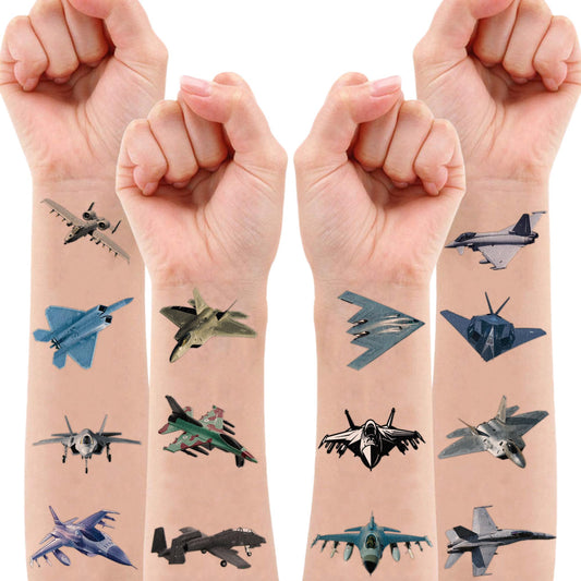 US Airplane Jet Fighter designs on a sheet, perfect for party favors and crafts.