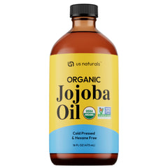 Us Naturals jojoba oil glass bottle for pure hydration