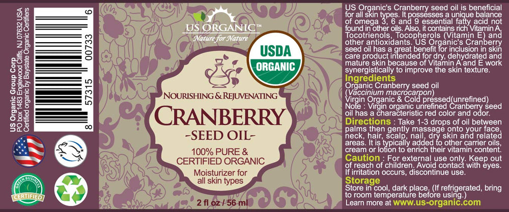 Amber glass bottle preserves freshness of cranberry seed oil