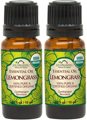 US Organic Lemongrass Oil bottle front view for aromatherapy