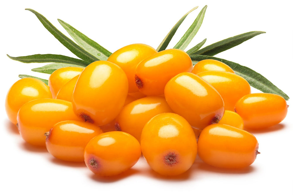 US Organic Sea Buckthorn Berry Oil bottle used on the face for hydration and glow.