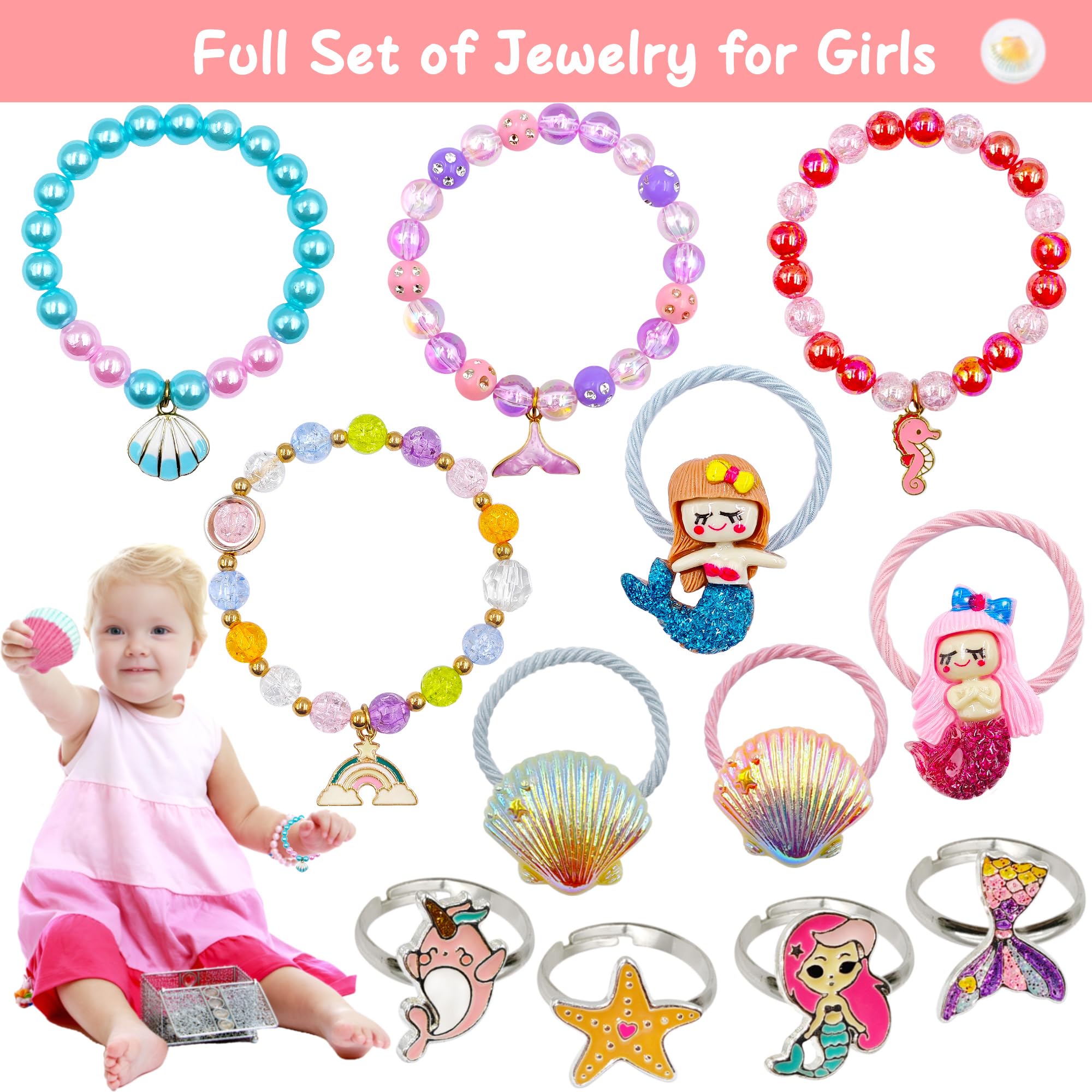 Usand Mermaid Bath Bombs inside reveal jewelry toys during bath time